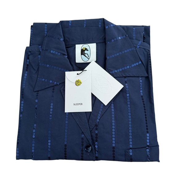 NWT Sleeper Milky Way Sequined Cotton Pajama Set Navy Size M - Picture 9 of 13